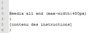 code media query pour mobile